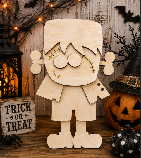 Frankenstein Wood Blank - unfinished laser cut birch Halloween craft