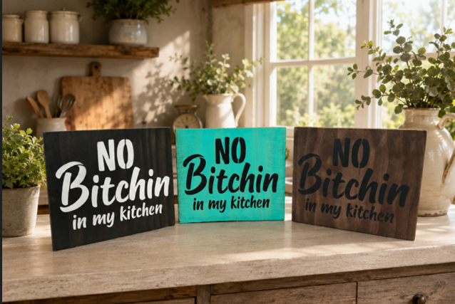 No Bitchin in My Kitchen Wood Sign