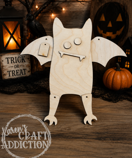 Bat Wood Blank - unfinished laser cut birch Halloween craft
