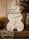Top Hat Bow Snowman Wood Blank - unfinished laser cut birch