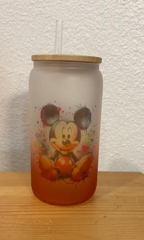 Mickey Mouse Sitting 16oz Glass Can Tumbler