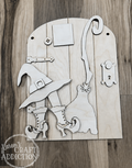 Witch Hat & Boots Vintage Gate Door Hanger Wood Blank