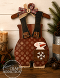 Santa Overalls Door and Wall Hanger - hand painted farmhouse Christmas decor