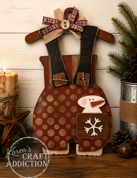 Santa Overalls Door and Wall Hanger - hand painted farmhouse Christmas decor