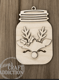 Rudolph Mason Jar Ornament Wood Blank - unfinished birch wood laser cut