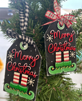Elf Legs Merry Christmas Gift Tag Wood Ornament