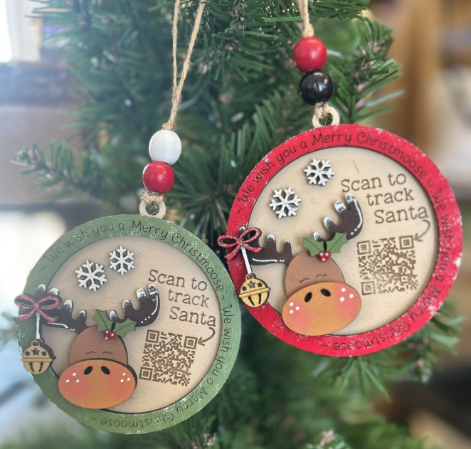 Moose Santa Tracker Wood Ornament