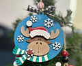 Moose Head Round Wood Ornament