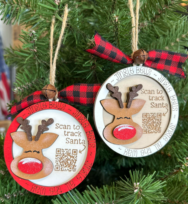 Reindeer Santa Tracker Wood Ornament