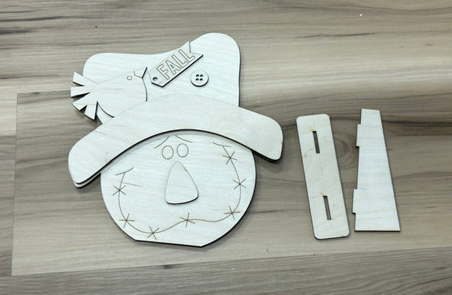 Scarecrow Head Shelf Sitter Wood Blank | DIY Fall Kit | Birch Wood Craft | Farmhouse Autumn Decor