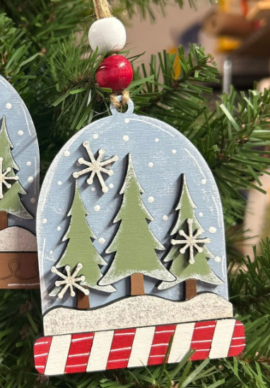 Snow Globe Wood Ornament