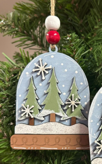 Snow Globe Wood Ornament