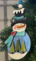 Roly Poly Snowman Wood Ornament