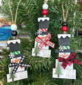 Stacked Presents Snowman Wood Ornament